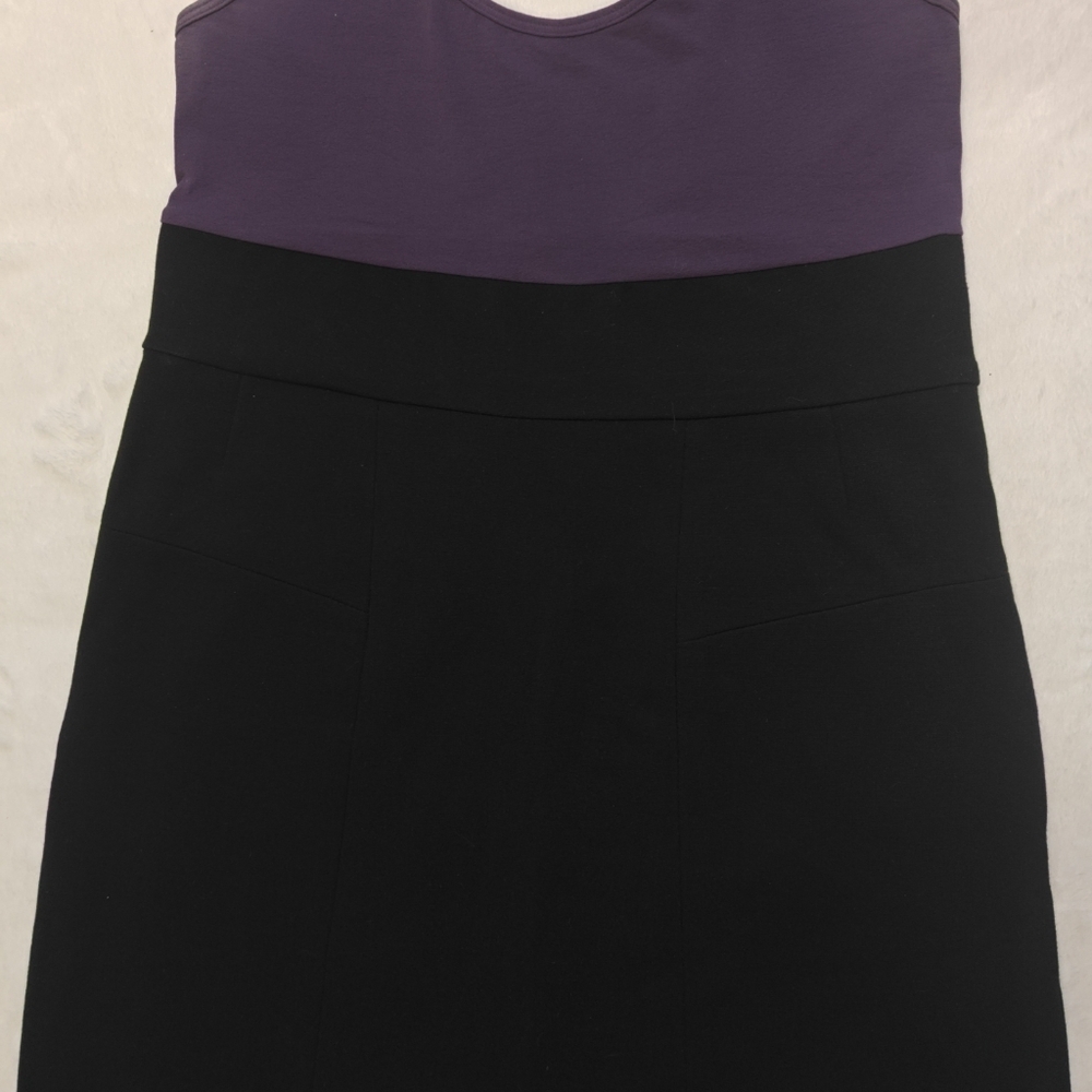 Theory Size 8 Purple Black Color Block Sheath Midi Dress Sleeveless‎ Scoop Neck - Picture 4 of 7